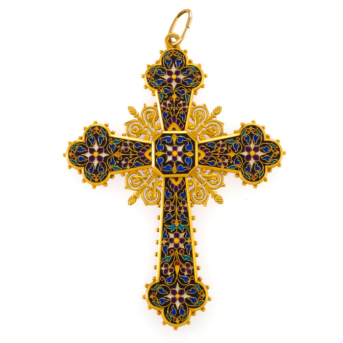 Macklowe Gallery Enamel and Gold Cross Pendant Necklace