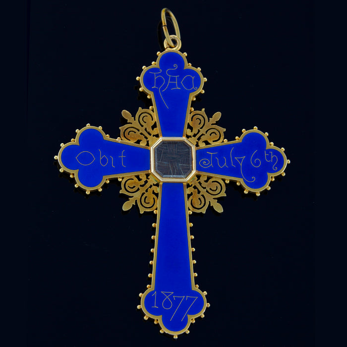 Macklowe Gallery Enamel and Gold Cross Pendant Necklace