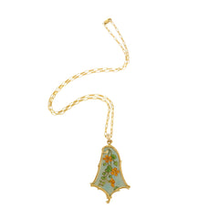 Eugène Feuillâtre Enamel Orange Blossom Pendant Necklace