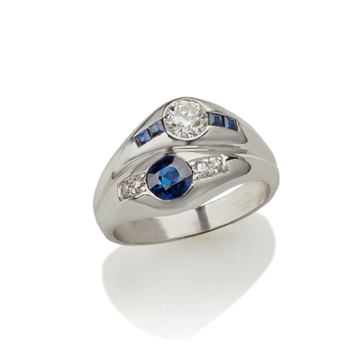 Macklowe Gallery Sapphire and Diamond Twin Stone Ring