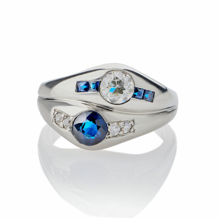 Macklowe Gallery Sapphire and Diamond Twin Stone Ring
