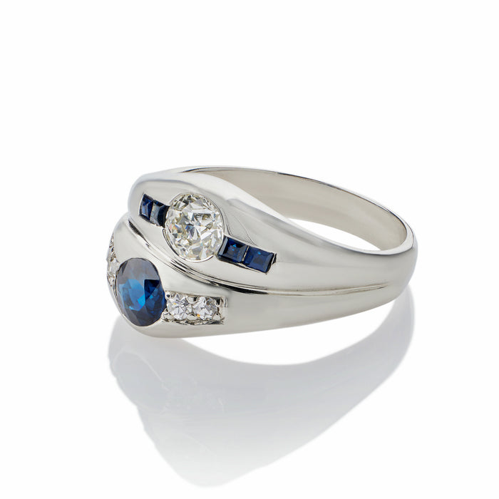 Macklowe Gallery Sapphire and Diamond Twin Stone Ring