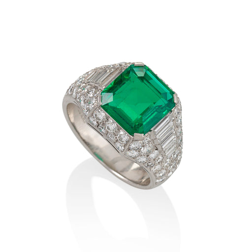 Macklowe Gallery Bulgari Emerald and Diamond "Trombino" Ring