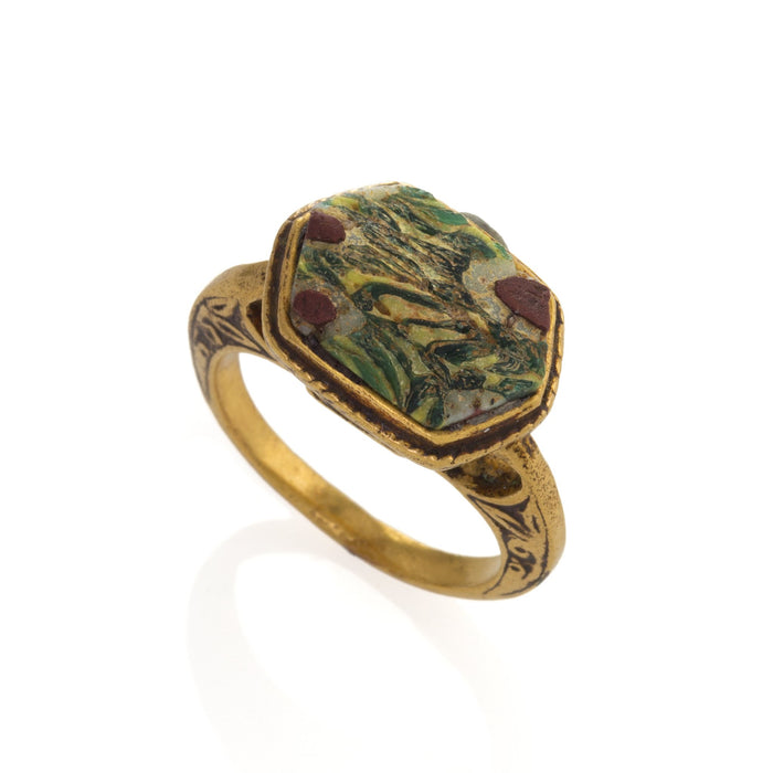 Macklowe Gallery Renaissance Ring with Ancient Roman Mosaic Glass