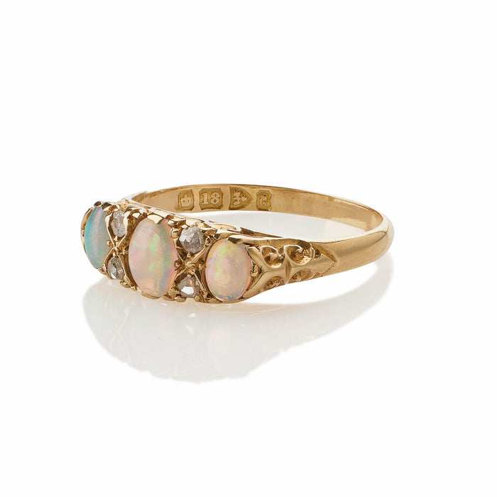 Macklowe Gallery English Precious Opal and Rose-cut Diamond Ring