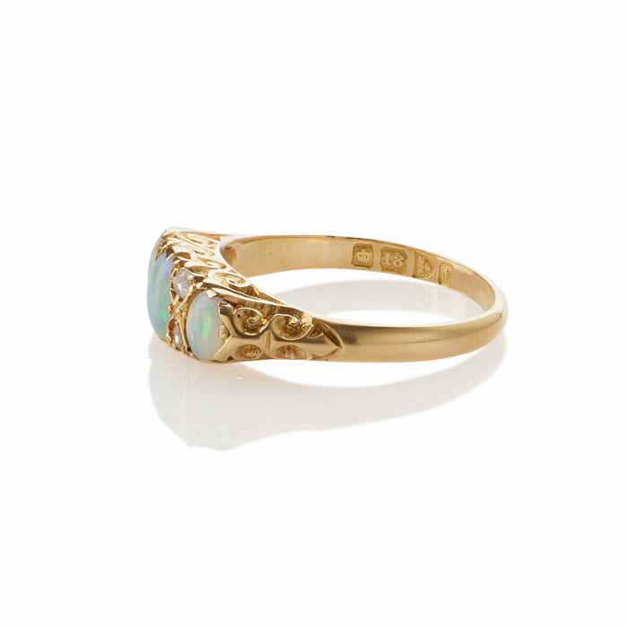 Macklowe Gallery English Precious Opal and Rose-cut Diamond Ring