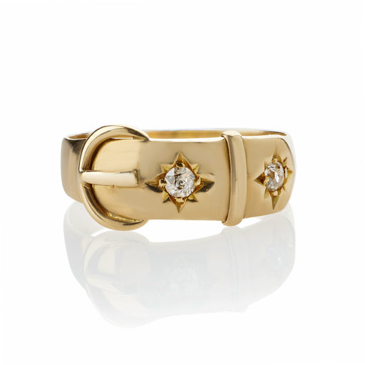 Macklowe Gallery English 18K Gold and Diamond Buckle Ring