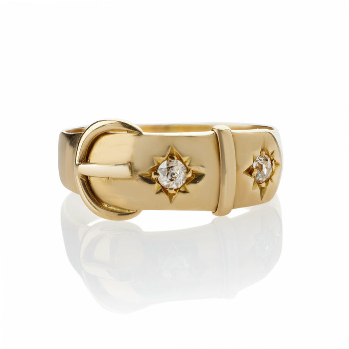 Macklowe Gallery English 18K Gold and Diamond Buckle Ring MackloweGallery