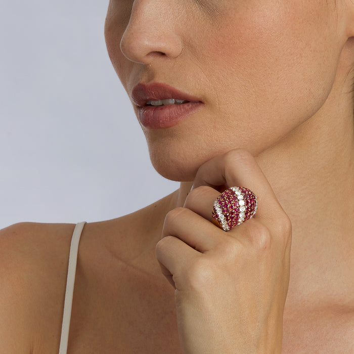 Macklowe Gallery Van Cleef & Arpels Paris Ruby and Diamond Bombé Ring