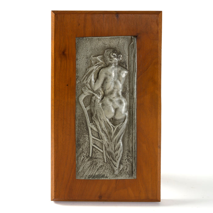 Maklowe Gallery François-Rupert Carabin "Nude Woman with Chair" Pewter Plaque