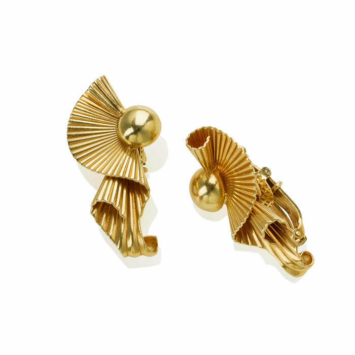 Macklowe Gallery Tiffany & Co. Retro Gold Clip Earrings and Brooch