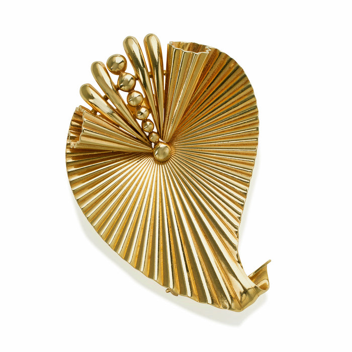 Macklowe Gallery Tiffany & Co. Retro Gold Clip Earrings and Brooch