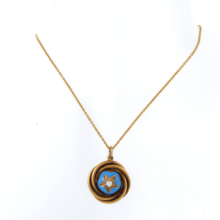 Macklowe Gallery Turquoise Enamel, Diamond and Pearl Pendant Necklace and Bracelet