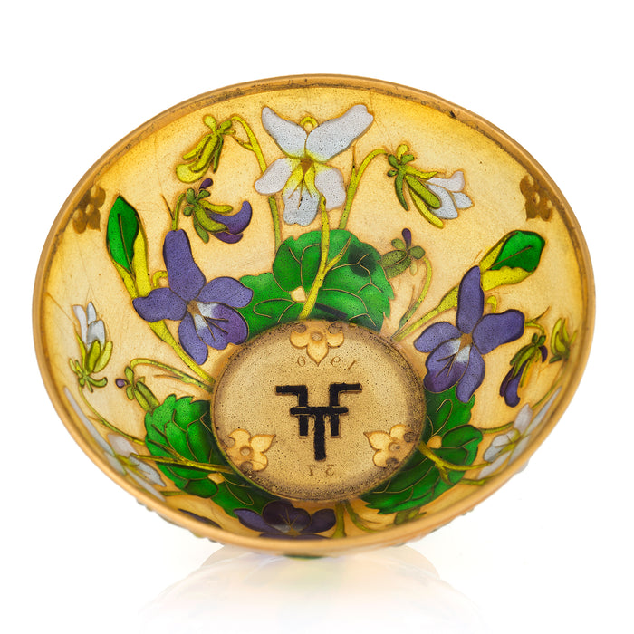 André Fernand Thesmar Plique-à-Jour Enamel and Gold "Petite Coupe Sur Talon" Bowl