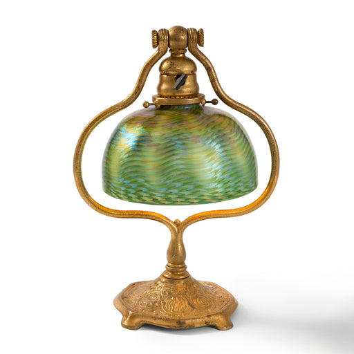 Macklowe Gallery Tiffany Studios  "Zodiac Damascene Harp" Desk Lamp