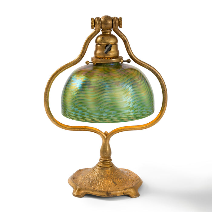 Macklowe Gallery Tiffany Studios  "Zodiac Damascene Harp" Desk Lamp