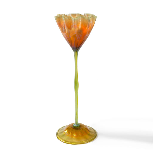 Macklowe Gallery Tiffany Studios New York Ruffled Rim Flower Form Glass Vase