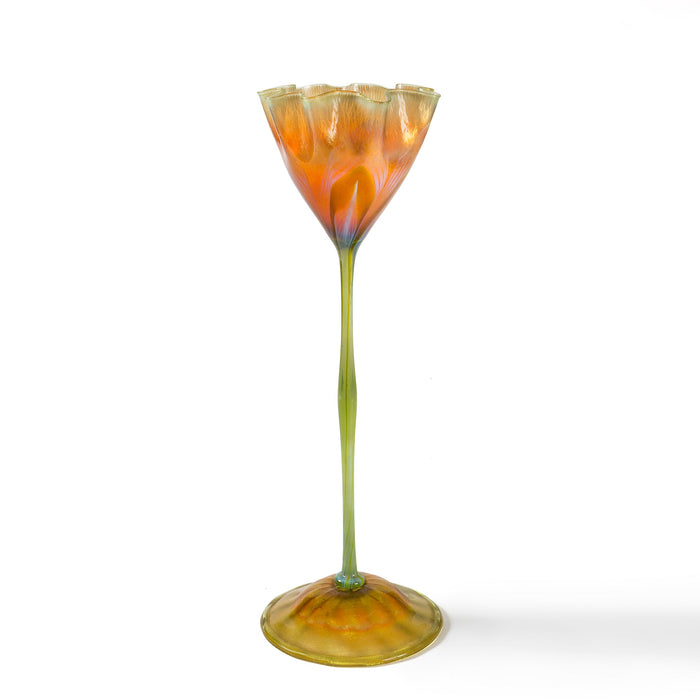 Macklowe Gallery Tiffany Studios New York Ruffled Rim Flower Form Glass Vase