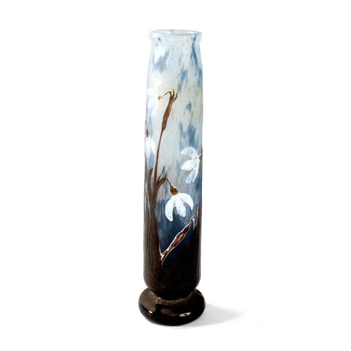 Daum Nancy "Snow Drop" Cameo Glass Vase