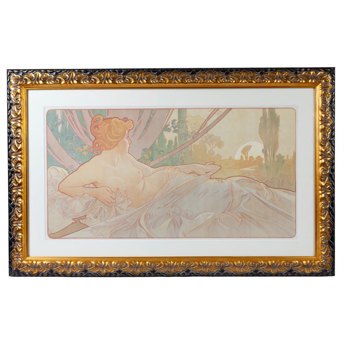 Macklowe Gallery Alphonse Mucha Pair of "Dawn and Dusk" Lithographs