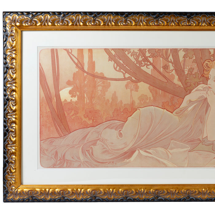 Macklowe Gallery Alphonse Mucha Pair of "Dawn and Dusk" Lithographs