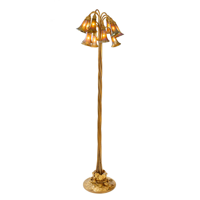 Macklowe Gallery Tiffany Studios New York "Twelve Light Lily" Gilt Bronze Floor Lamp