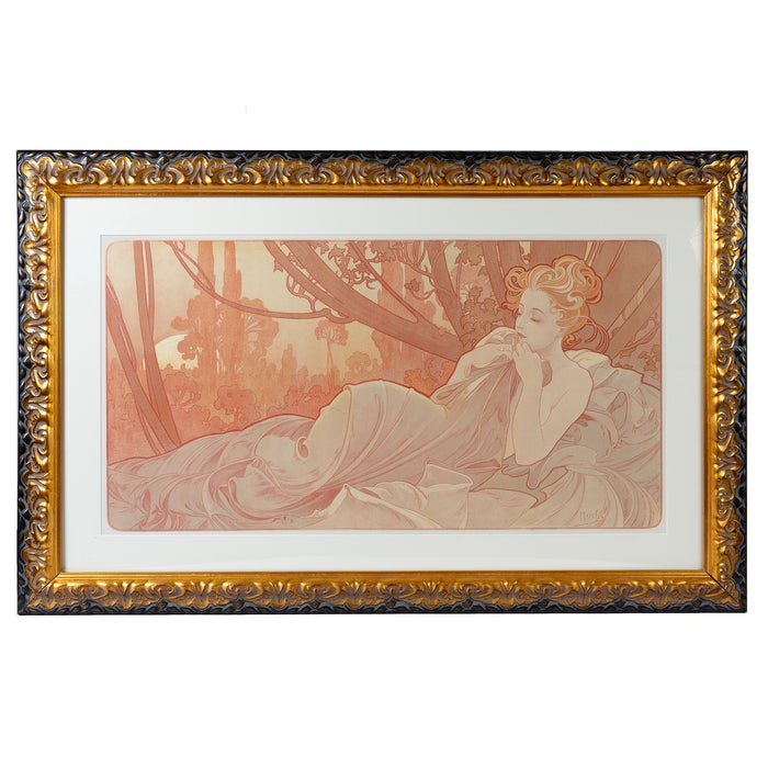 Macklowe Gallery Alphonse Mucha Pair of "Dawn and Dusk" Lithographs