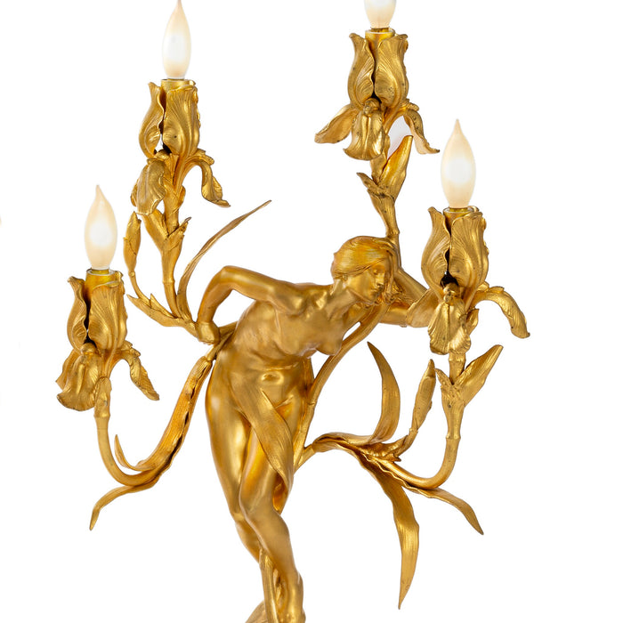 Macklowe Gallery Maurice Bouval Pair of Gilt Bronze "Obsession et Reve" Candelabra