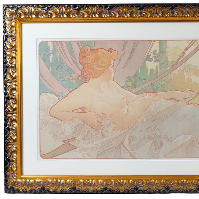 Macklowe Gallery Alphonse Mucha Pair of "Dawn and Dusk" Lithographs