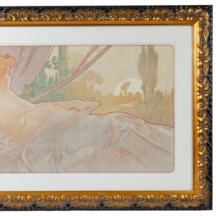 Macklowe Gallery Alphonse Mucha Pair of "Dawn and Dusk" Lithographs