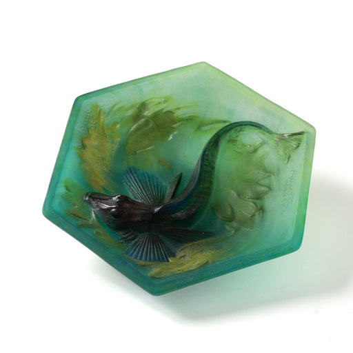 Macklowe Gallery Amalric Walter and Henri Bergé "Flying Fish" Pâte de Verre Vide-Poche Glass Dish