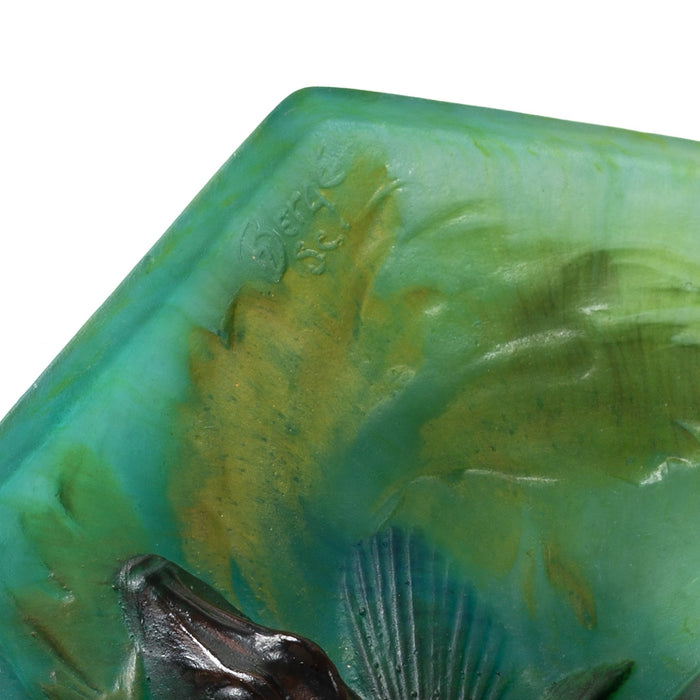 Macklowe Gallery Amalric Walter and Henri Bergé "Flying Fish" Pâte de Verre Vide-Poche Glass Dish