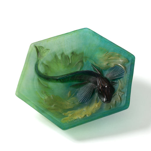 Macklowe Gallery Amalric Walter and Henri Bergé "Flying Fish" Pâte de Verre Vide-Poche Glass Dish