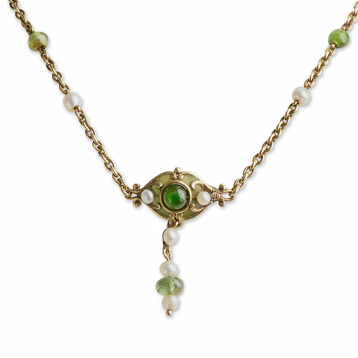 Macklowe Gallery Marcus & Co. Plique-à-jour Enamel and Peridot Necklace