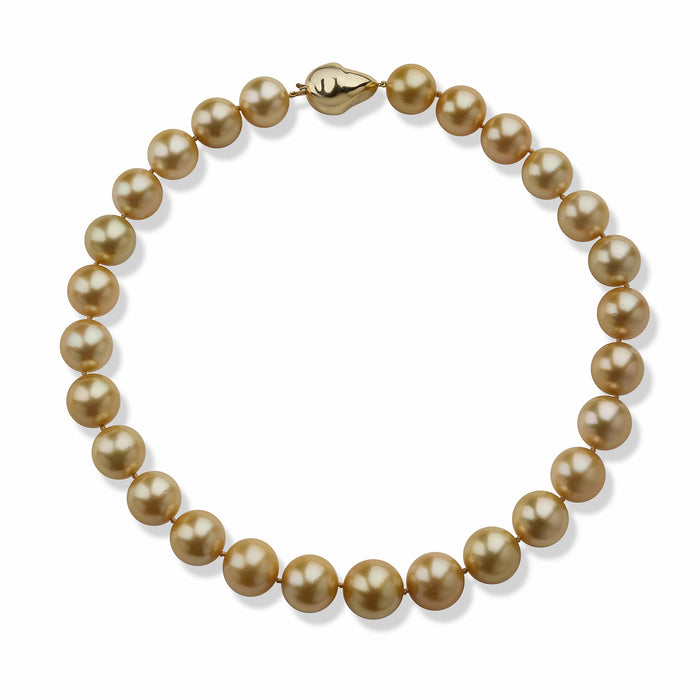 18 inch Stunning AAA+ 12mm Real natural south sea golden pearl necklace 14k  gold | eBay