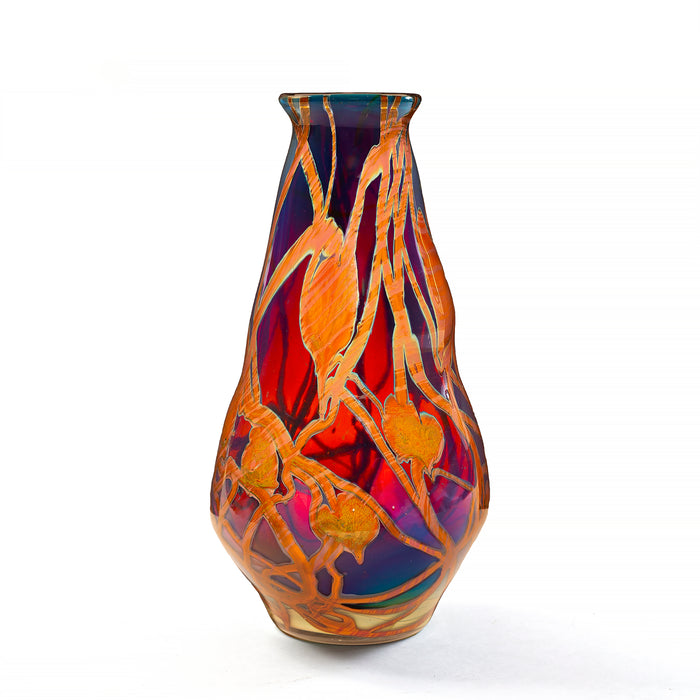 Tiffany Studios New York "Leaf and Vine Reactive Paperweight" Glass Vase