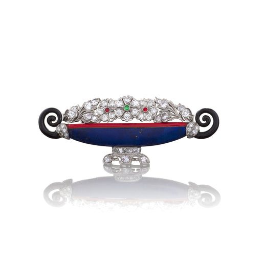 Macklowe Gallery Kohn Lapis and Diamond Jardinière Brooch