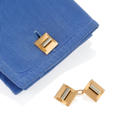 Macklowe Gallery Gold and Platinum Geometric Cuff Links