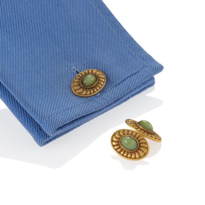 Macklowe Gallery Pickslay & Co. Chrysoprase and Gold Cuff Links
