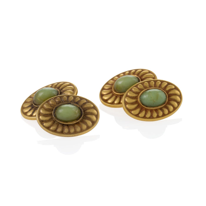 Macklowe Gallery Pickslay & Co. Chrysoprase and Gold Cuff Links