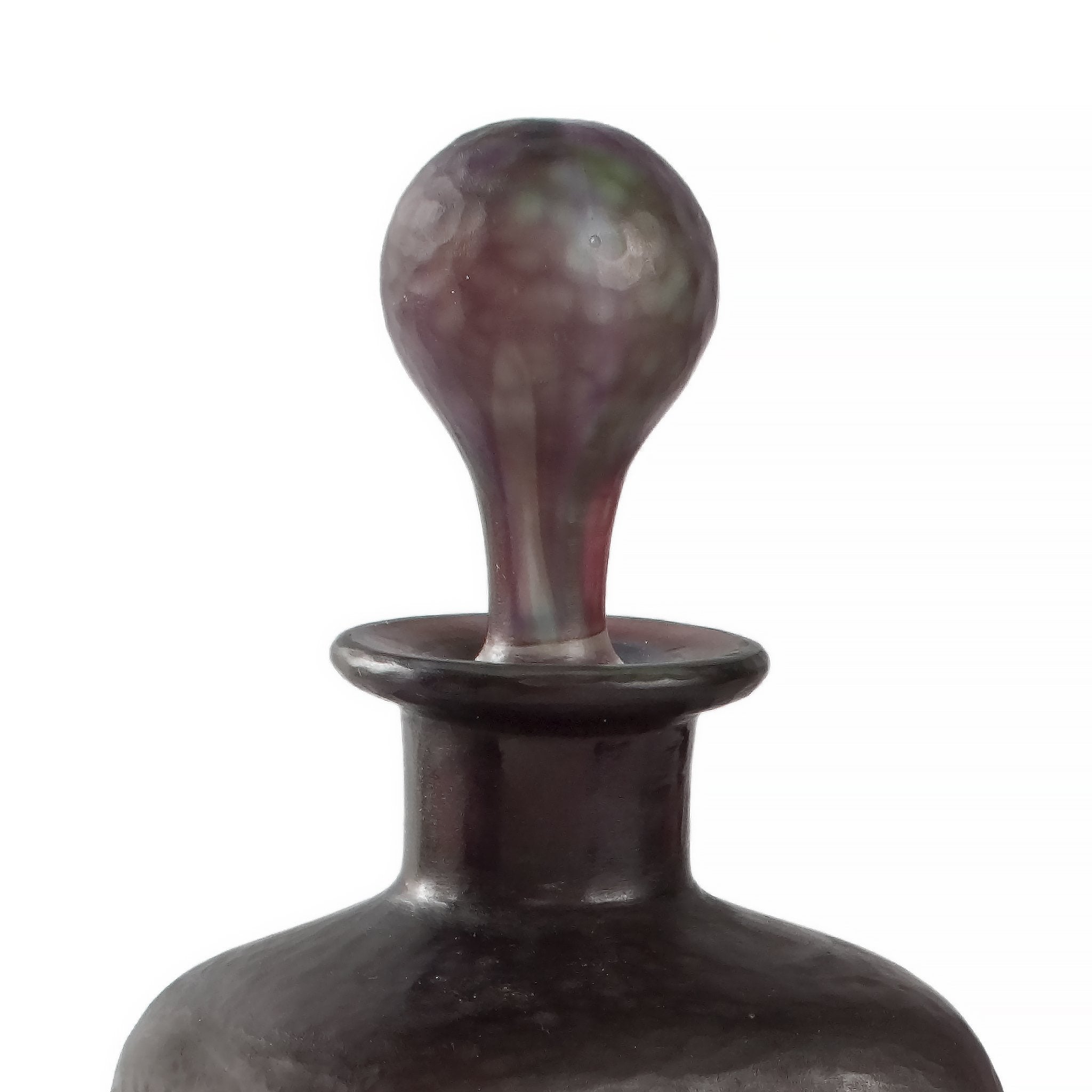 Macklowe Gallery | Daum Nancy Wheel-Carved Iris Cameo Glass Bottle