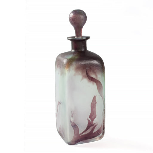 Macklowe Gallery Daum Nancy Wheel-Carved Iris Cameo Glass Bottle