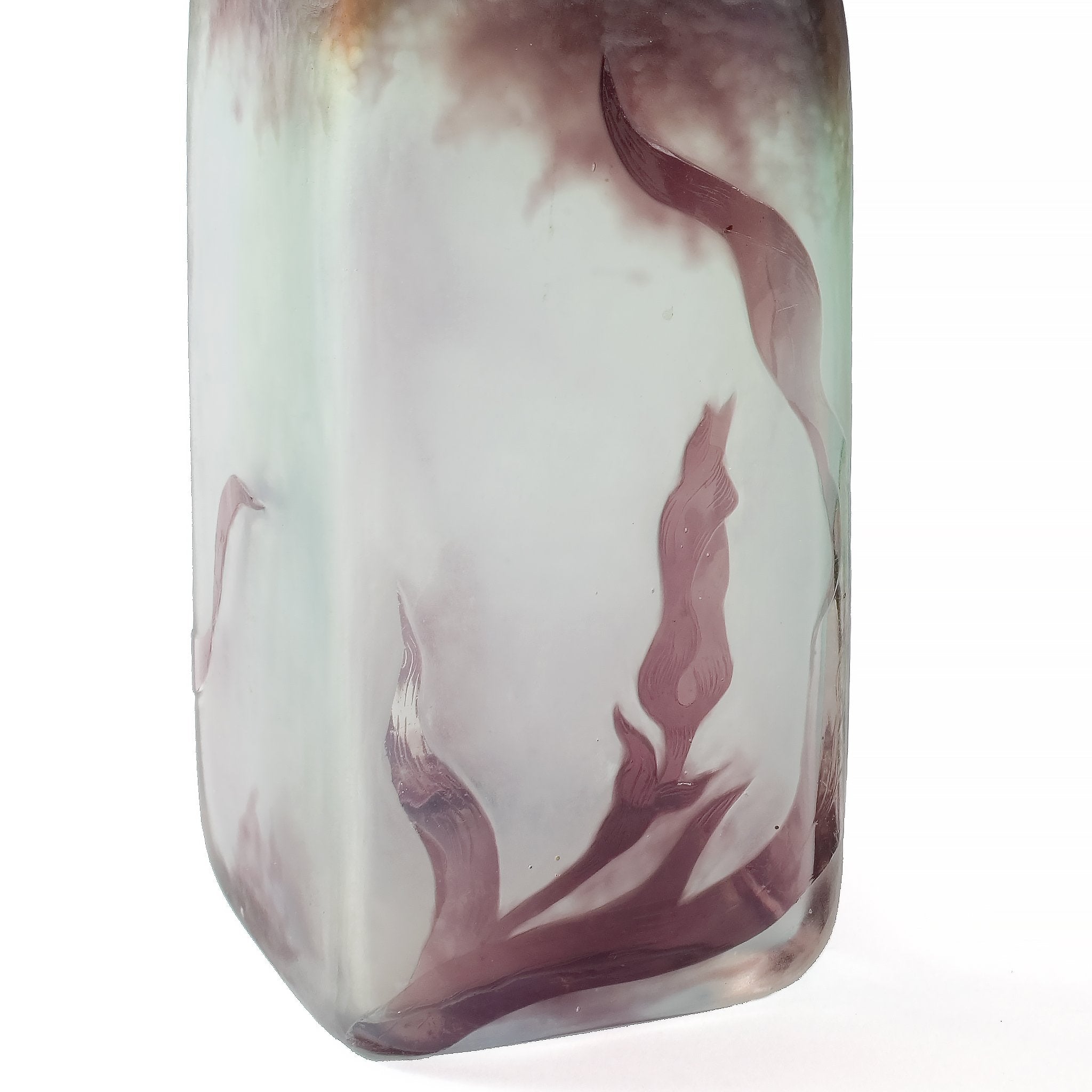 Macklowe Gallery | Daum Nancy Wheel-Carved Iris Cameo Glass Bottle