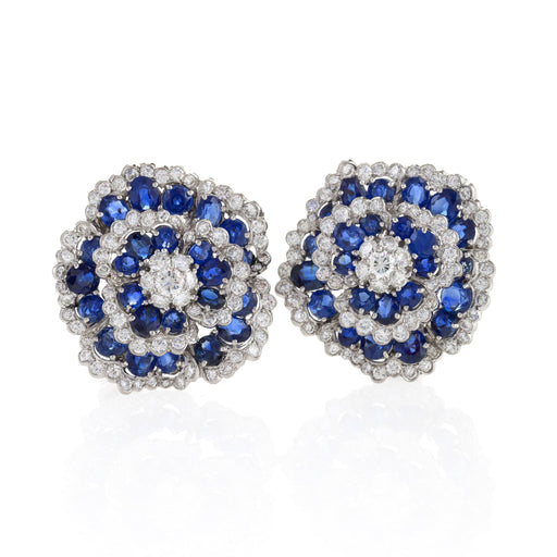 Macklowe Gallery Van Cleef & Arpels Sapphire and Diamond "Camellia" Earrings