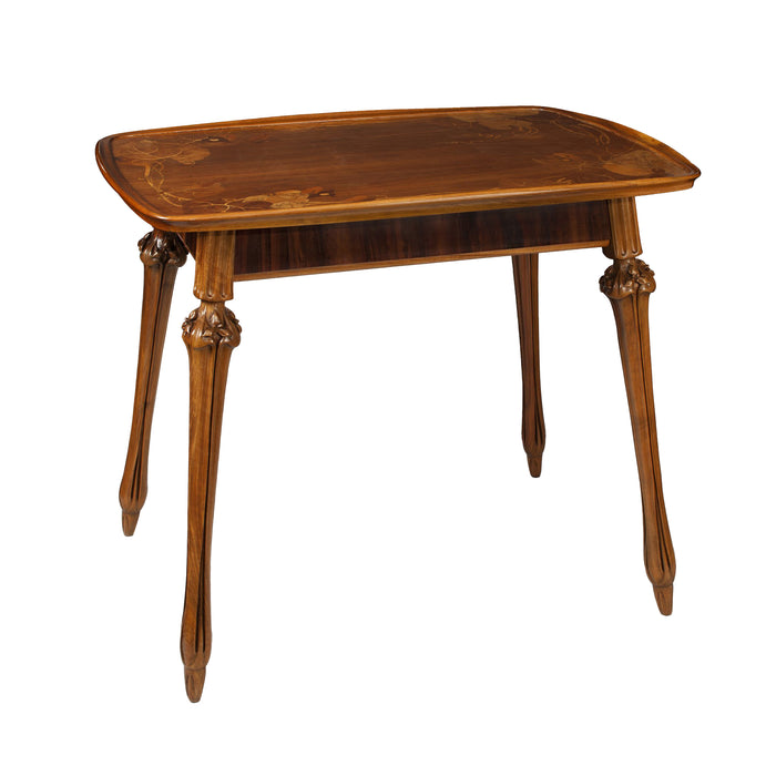 Louis Majorelle Walnut and Fruitwood Marquetry Salon Table