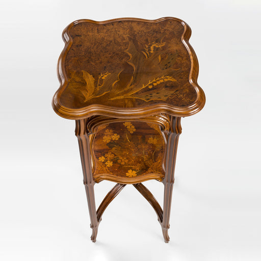 Macklowe Gallery Émile Gallé Carved French Walnut and Fruitwood Marquetry Pedestal 