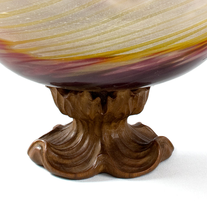 Émile Gallé Glass Bowl with Walnut Foot