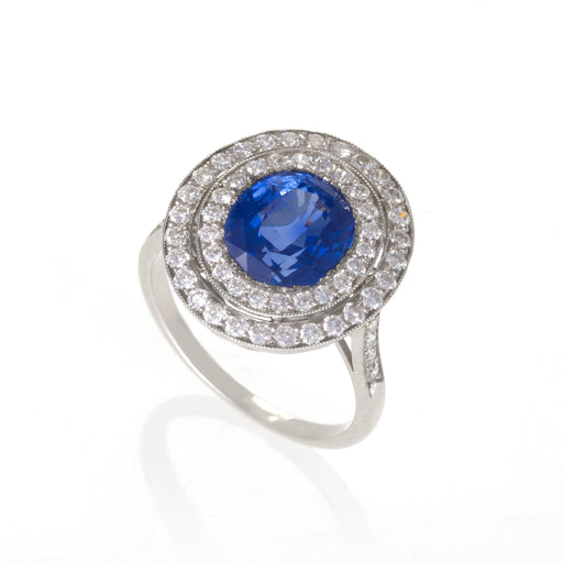 Macklowe Gallery Ceylon No-Heat Sapphire and Diamond "Halo" Ring