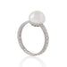 Macklowe Gallery Natural Saltwater Pearl and Diamond Band Ring