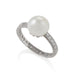 Macklowe Gallery Natural Saltwater Pearl and Diamond Band Ring